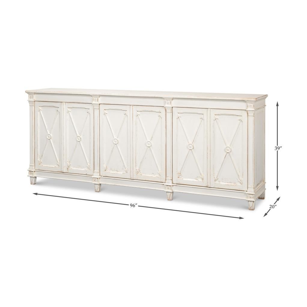 Long Directoire Style White Buffet For Sale 3