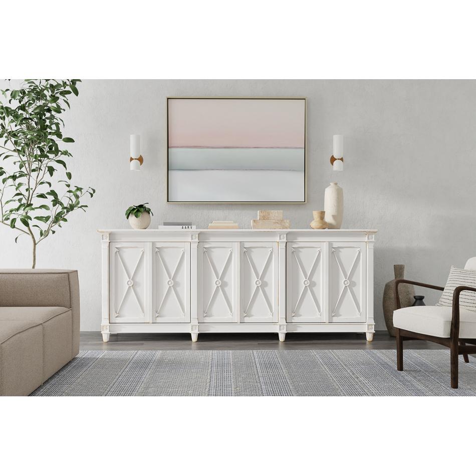 Contemporary Long Directoire Style White Buffet For Sale