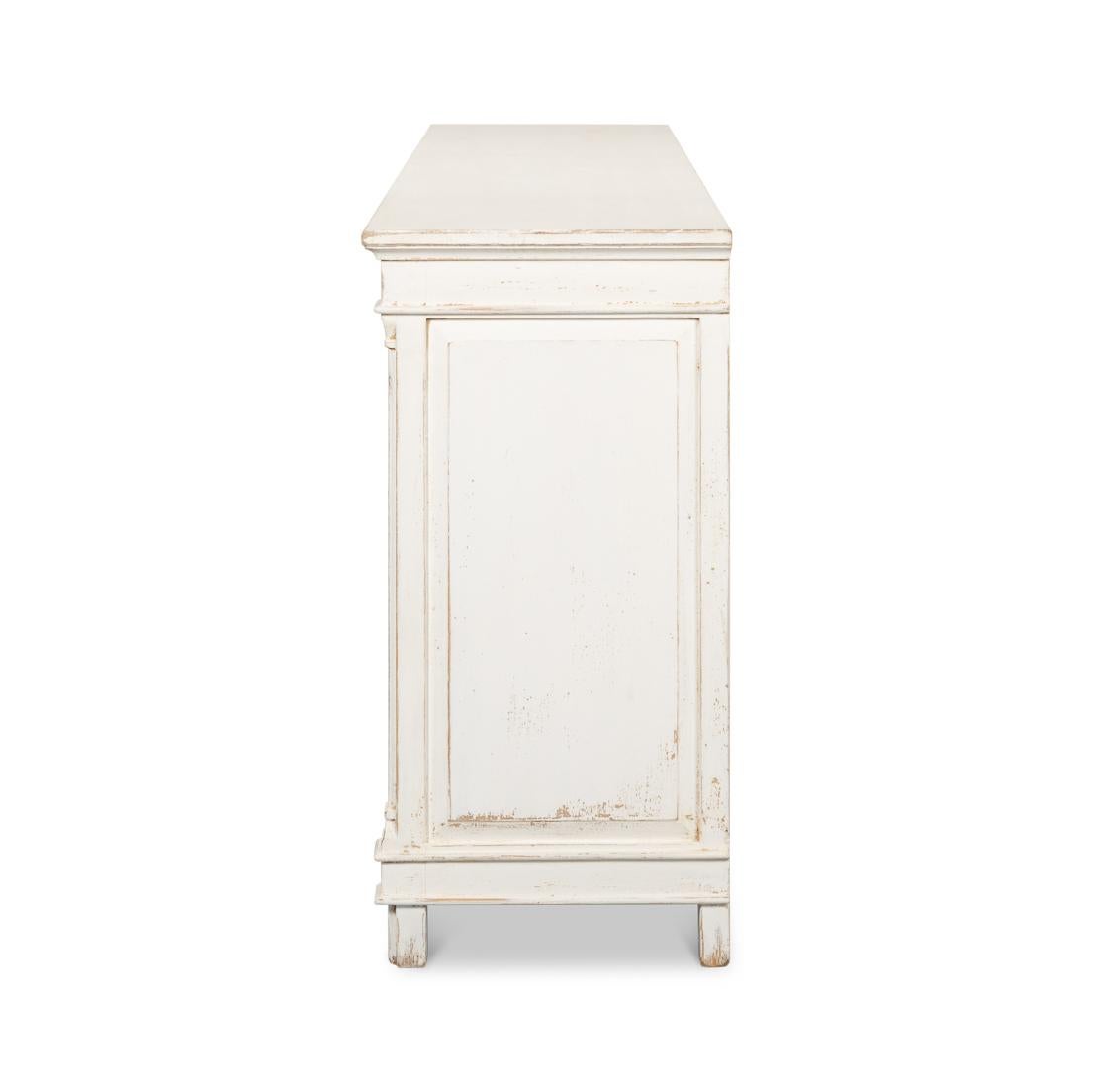 Wood Long Directoire Style White Buffet For Sale