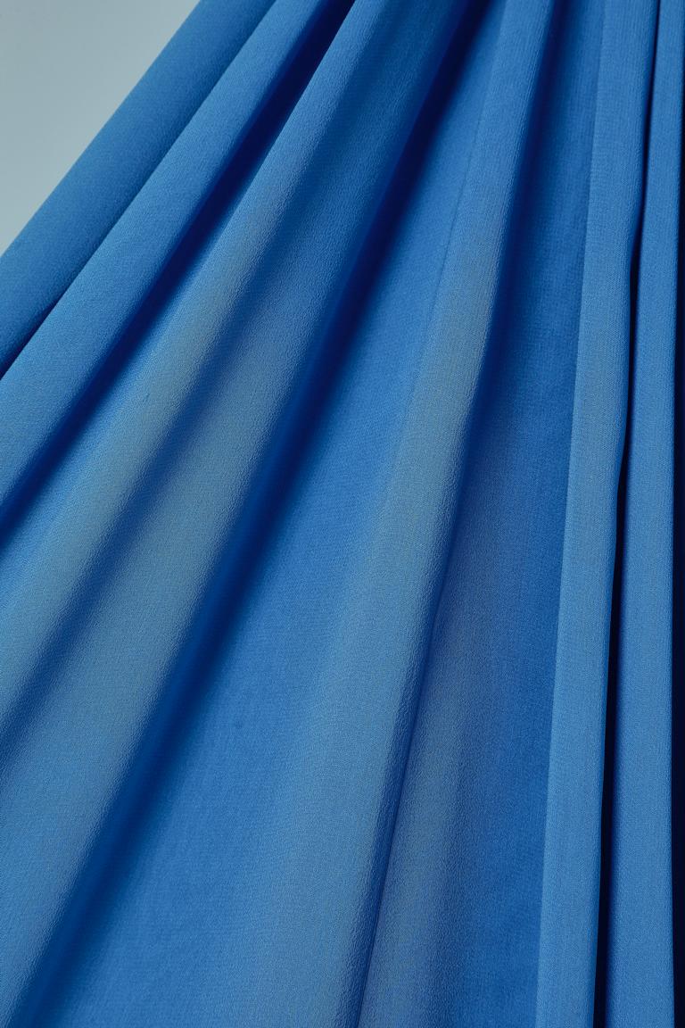 Vestido corpiño de noche largo drapeado en azul  gasa de seda Estévez en Excelente estado para la venta en Saint-Ouen-Sur-Seine, FR