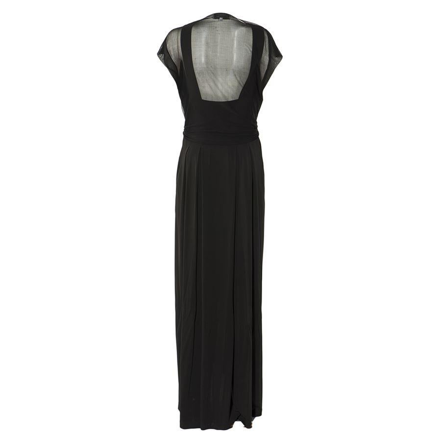 Yves Saint Laurent Rive Gauche Viscose Silk voile in the back Sleeveless With belt Black color
