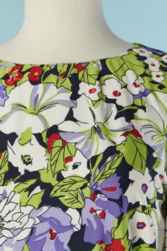 Long dress with flower and striped print LANVIN