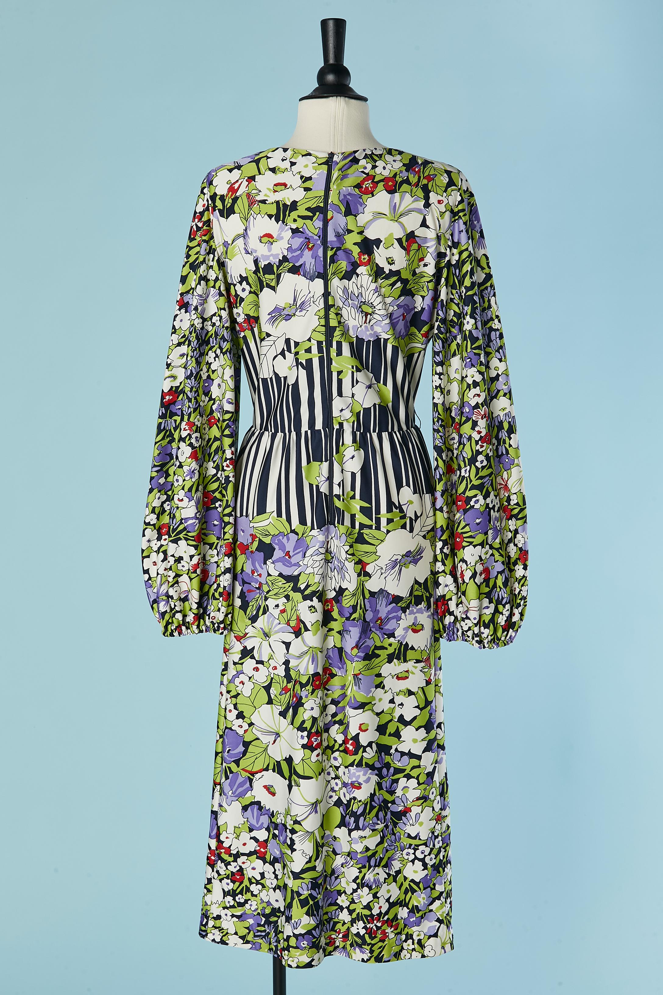 Women's Long dress with flower and striped print LANVIN For Sale