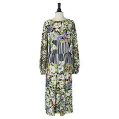 Long dress with flower and striped print LANVIN
