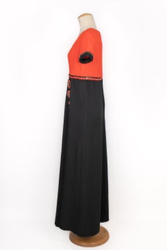 Long Dress with Orange and Black Short Sleeves, 1960s