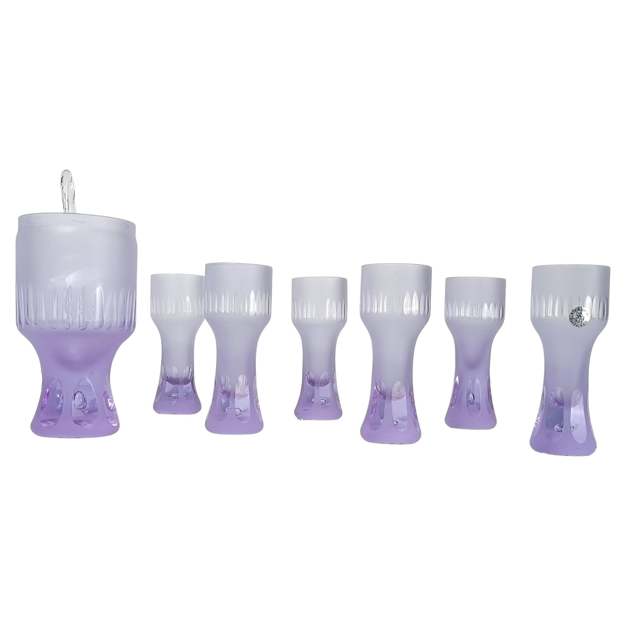 Set di bicchieri e caraffe Long Drink Tumbler in cristallo lilla pallido, epoca A Space