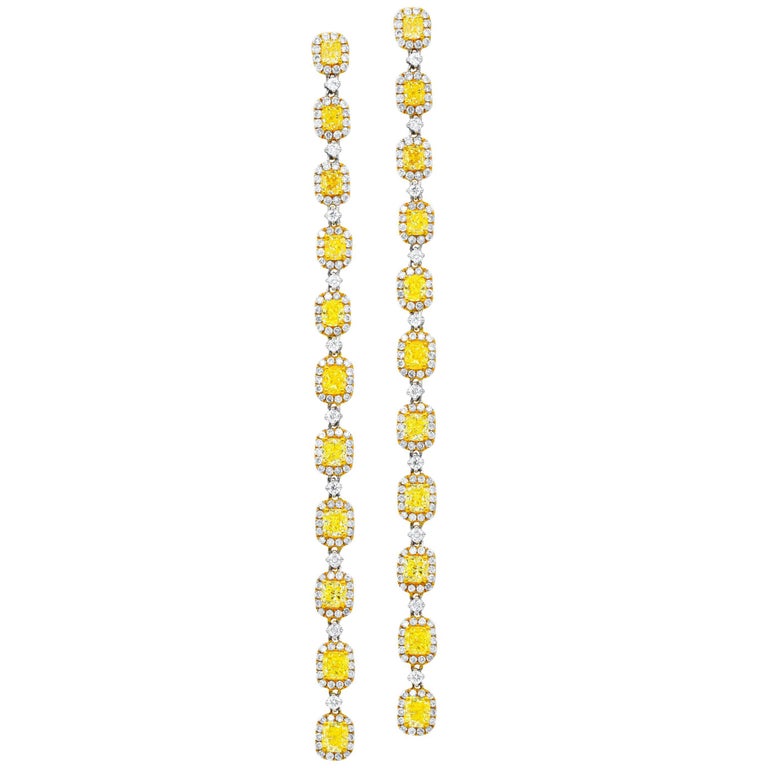 Long Drop Canary Yellow Diamond Earrings For At 1stdibs Long Drop Canary Yellow Diamond Earrings For
