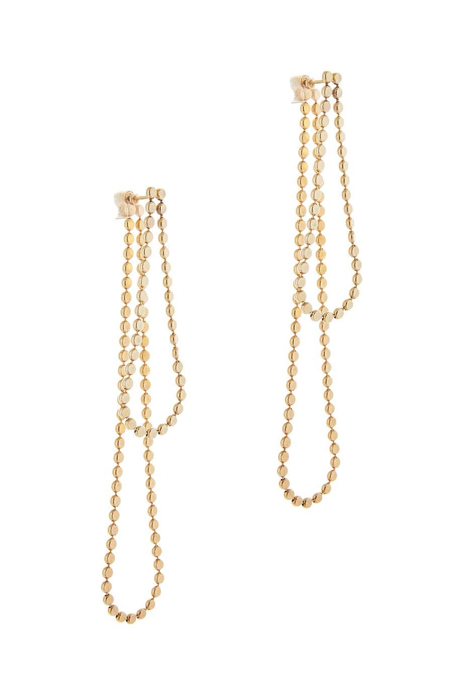 Allegria 2 in 1 medium drop.

These 18k gold plated  earrings are available in 4 different ways.( exaple in pictures). The price listed is for the 2 in 1  medium . Wear just the front for an easy everyday look or add the back drop and dress to