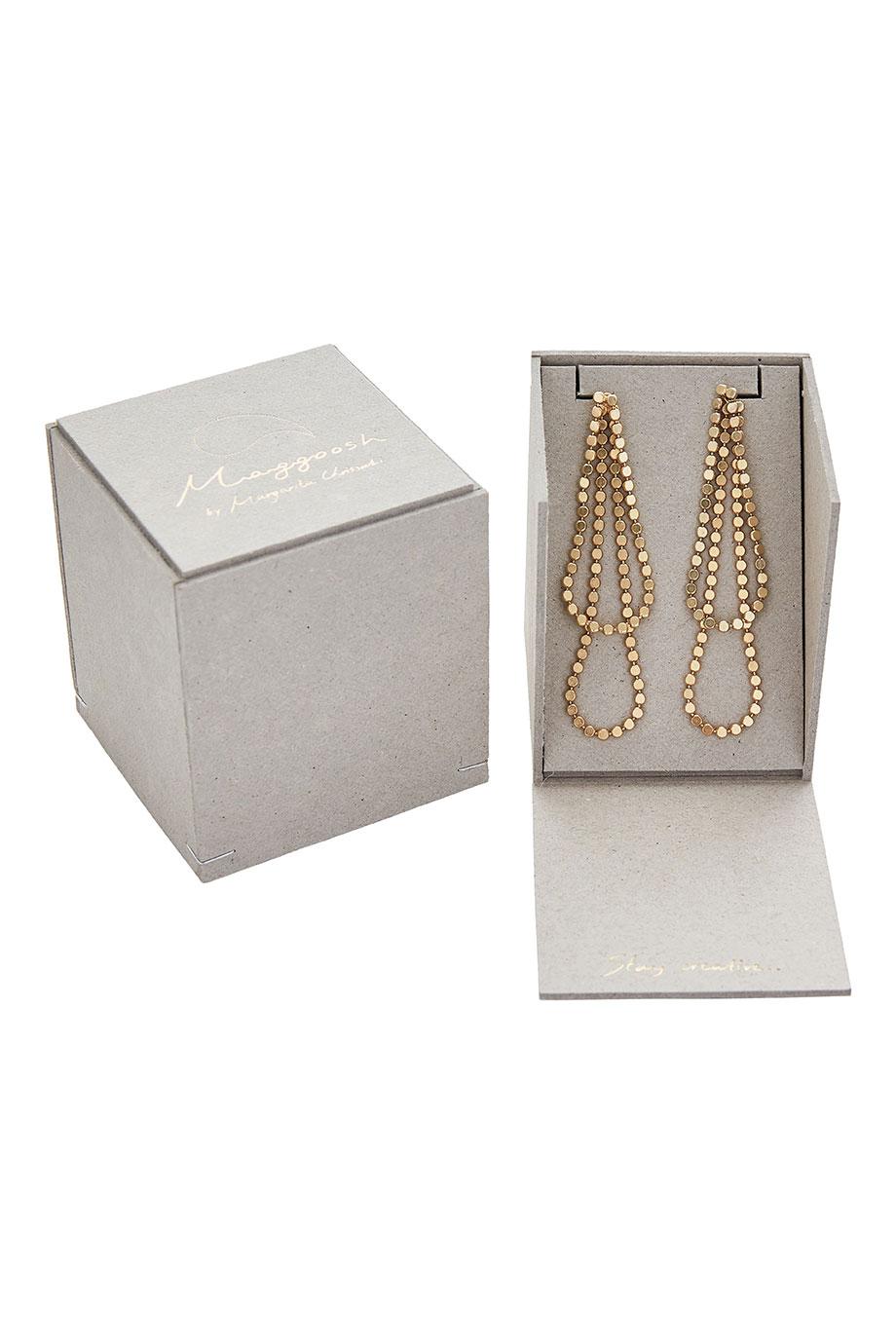 Women's Smart Earrings Long Drop Round Motif Chain 18k Gold-Plated Silver Greek Earrings For Sale
