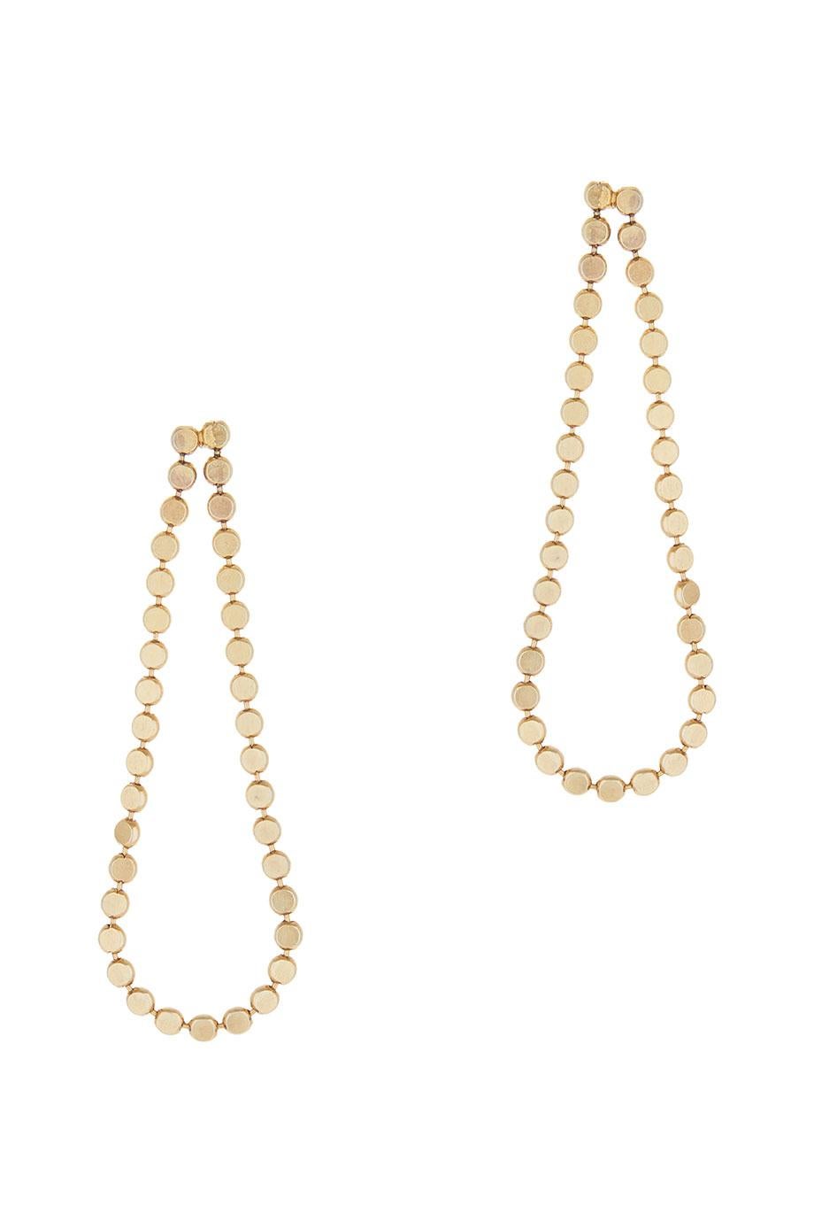 Smart Earrings Long Drop Round Motif Chain 18k Gold-Plated Silver Greek Earrings For Sale 1