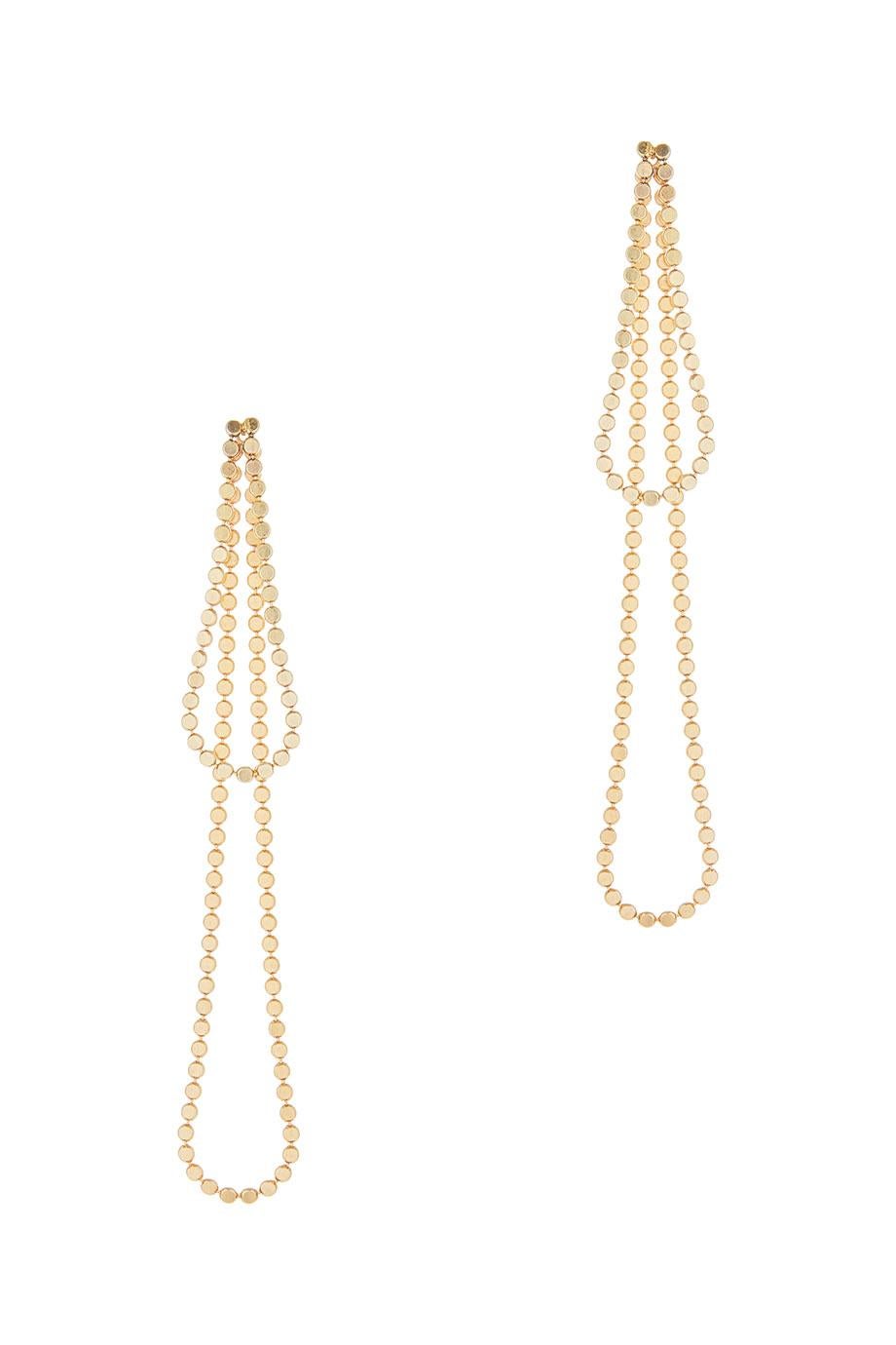 Smart Earrings Long Drop Round Motif Chain 18k Gold-Plated Silver Greek Earrings For Sale 2