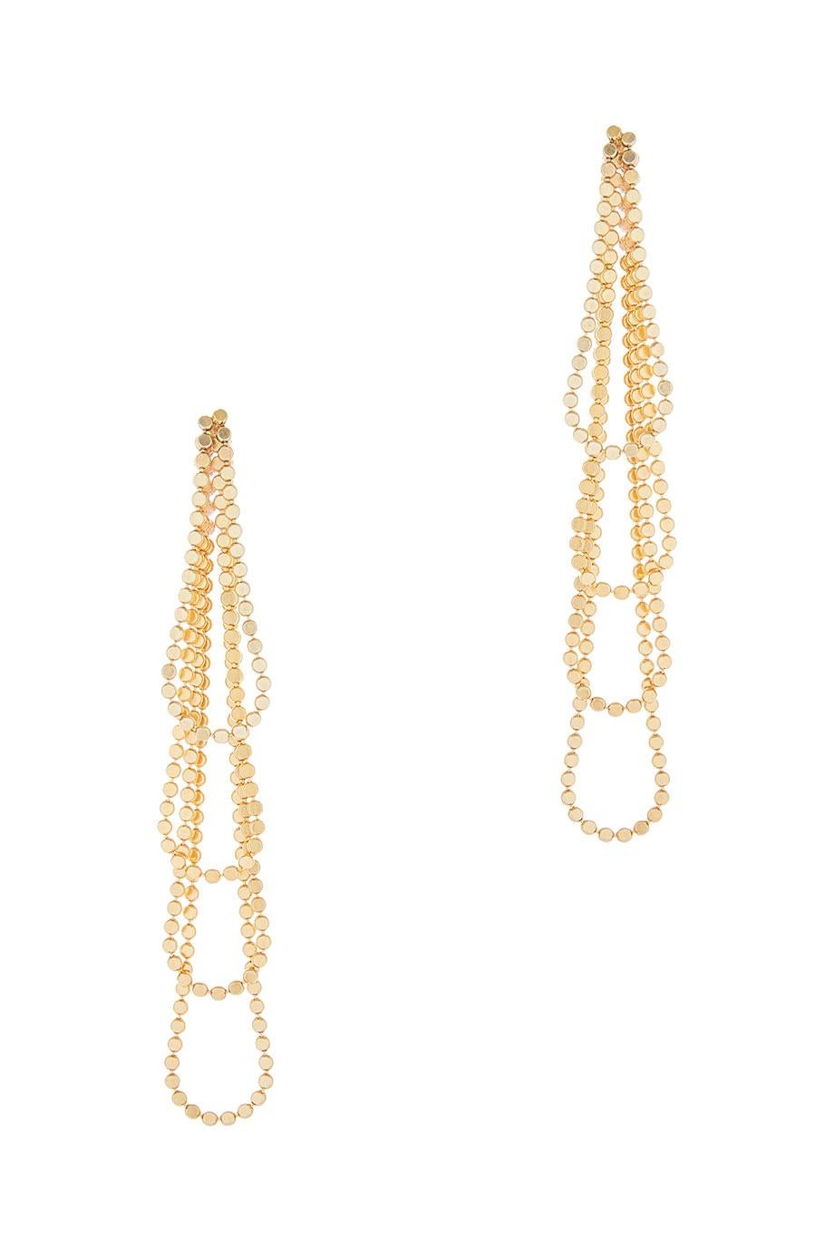Smart Earrings Long Drop Round Motif Chain 18k Gold-Plated Silver Greek Earrings For Sale 3