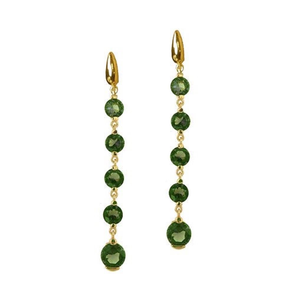 Brilliant Cut Long Earrings with brilliant cut quartz stones in gold plated silver 