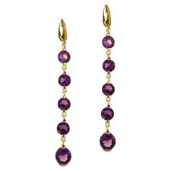 Long Earrings with brilliant cut quartz stones in gold plated silver