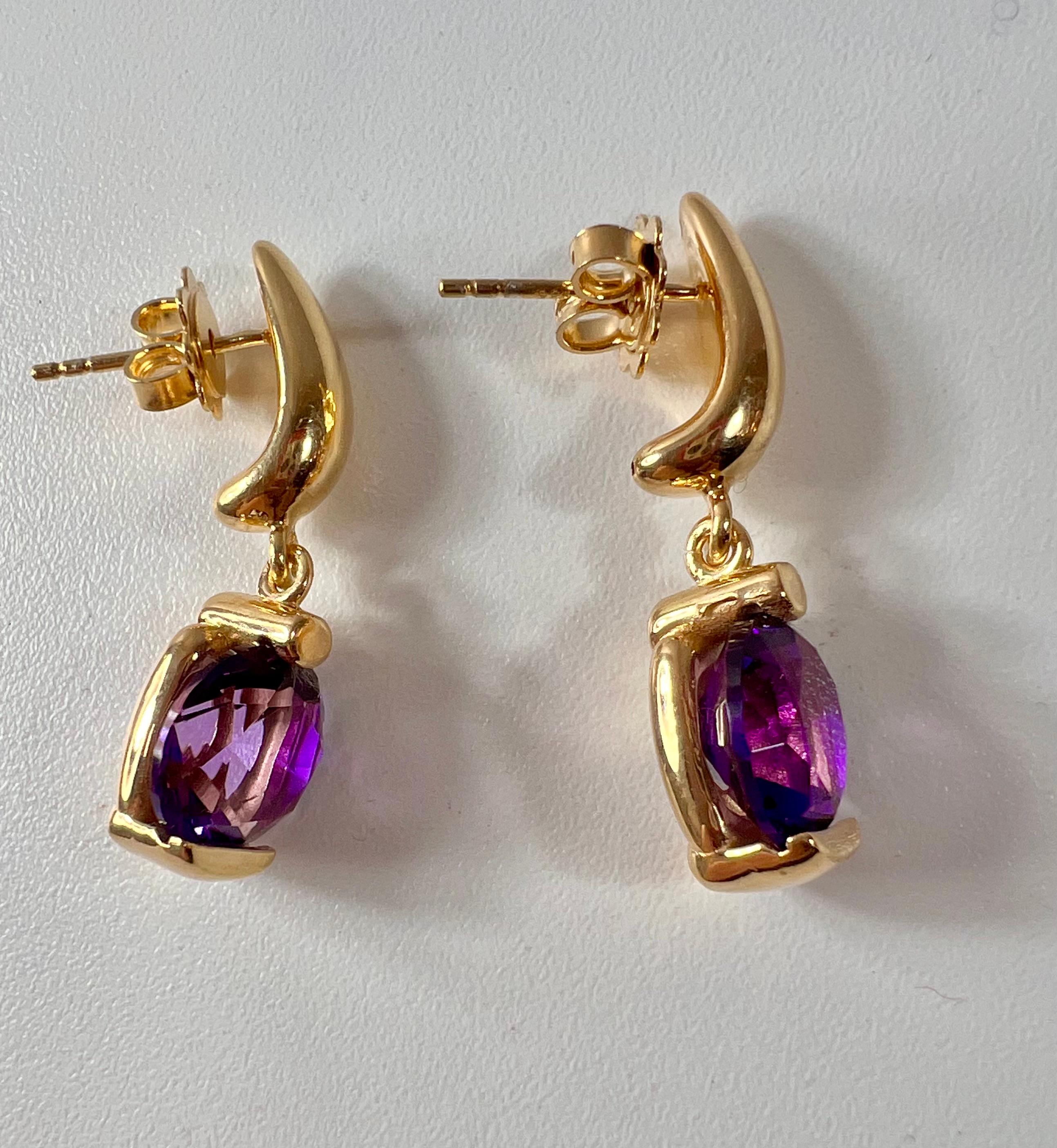 Long Earrings with square cut quartz stones in gold plated silver  For Sale 7