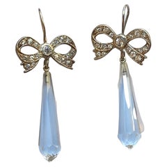 Boucles d'oreilles longues et élégantes en cristal de roche avec cristaux de Swarovksi 