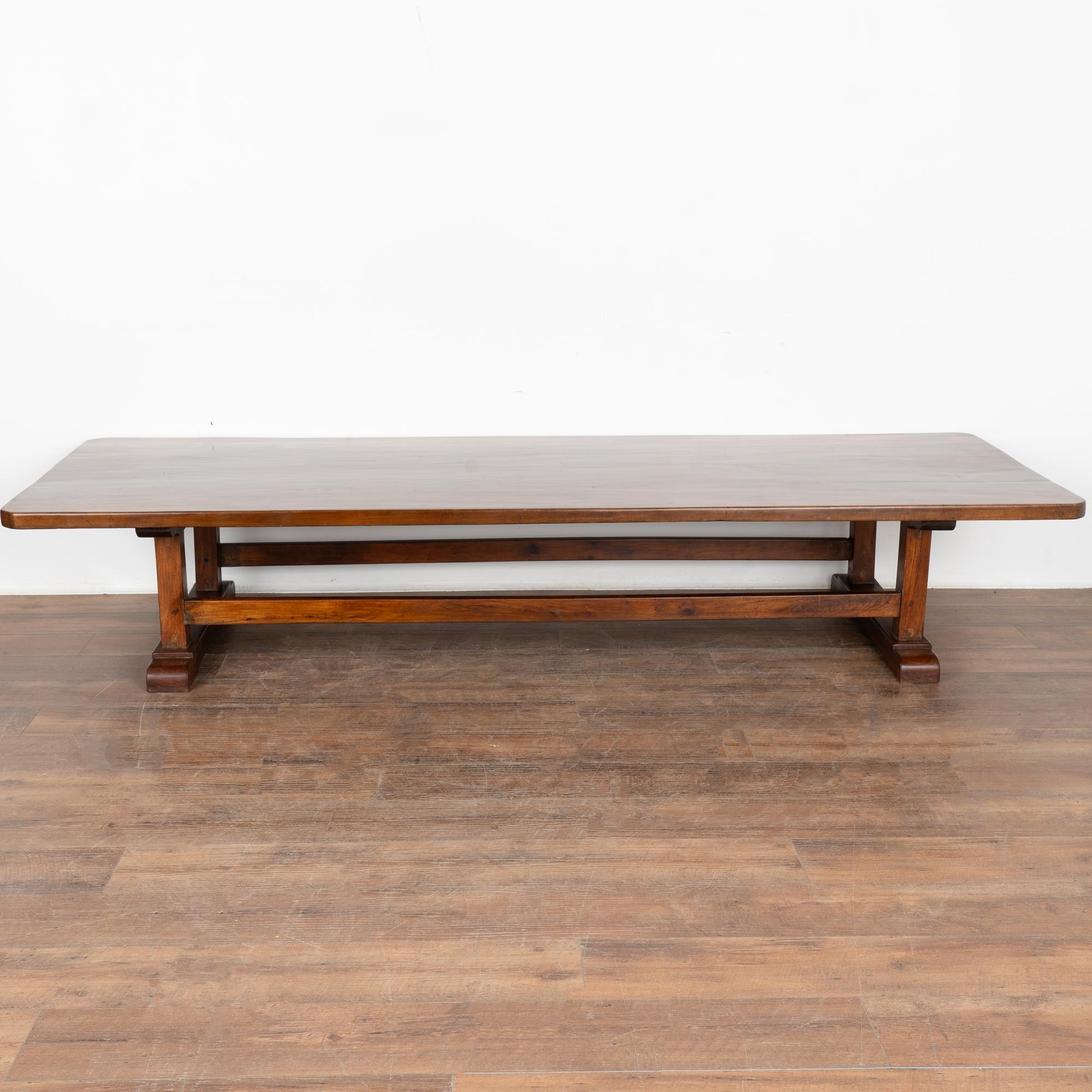 Minimalist Long Elm Wood Coffee Table, circa 1880 For Sale
