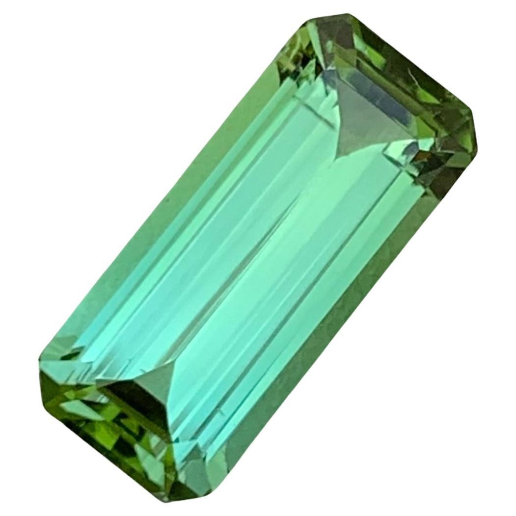 Long Emerald Shape 5.95 Carat Natural Loose Mint Green Tourmaline Gemstone 