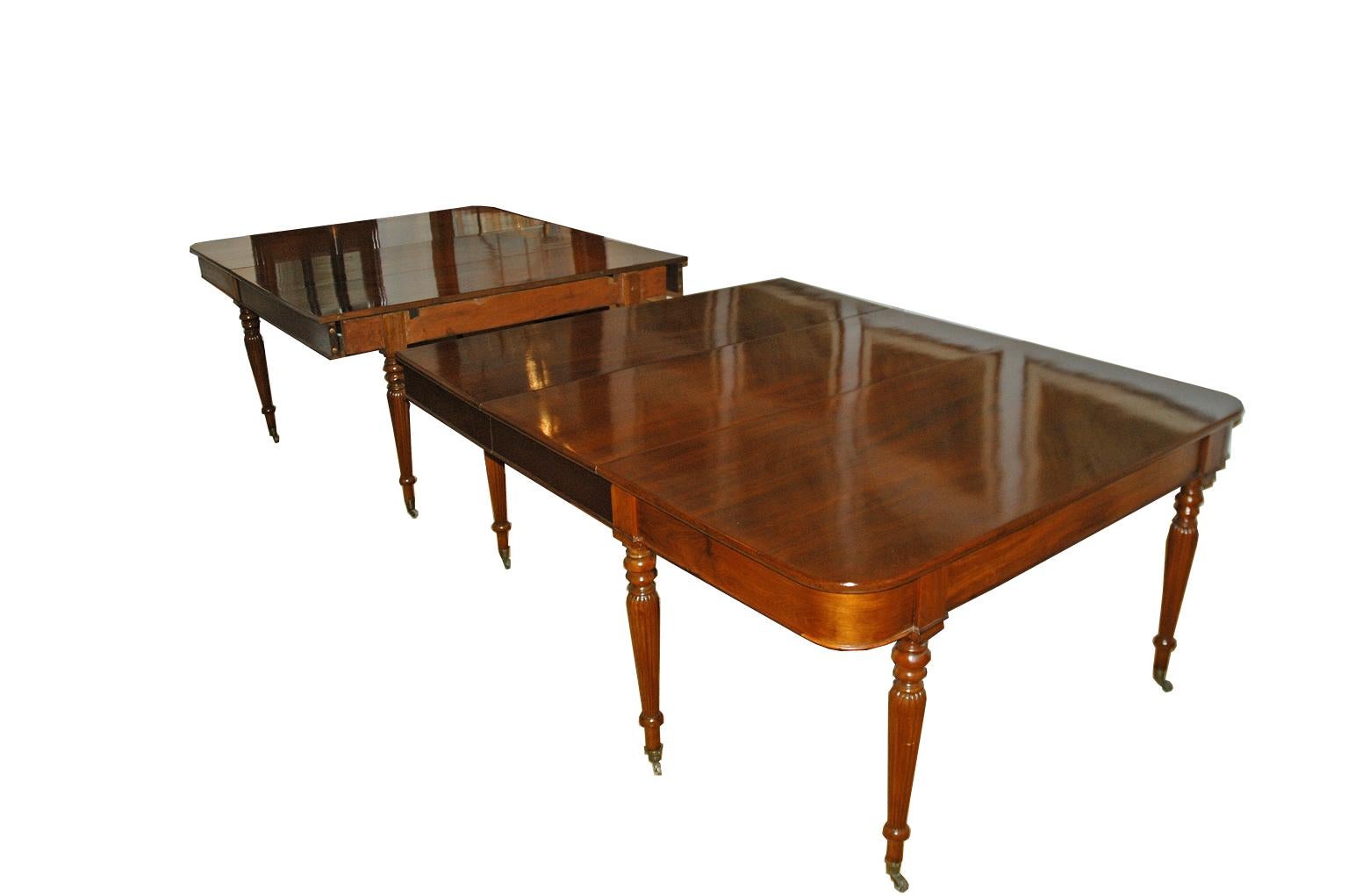 Langer englischer Regency-Bankett-Esstisch aus Mahagoni mit 4 Blättern:: c. 1820 5