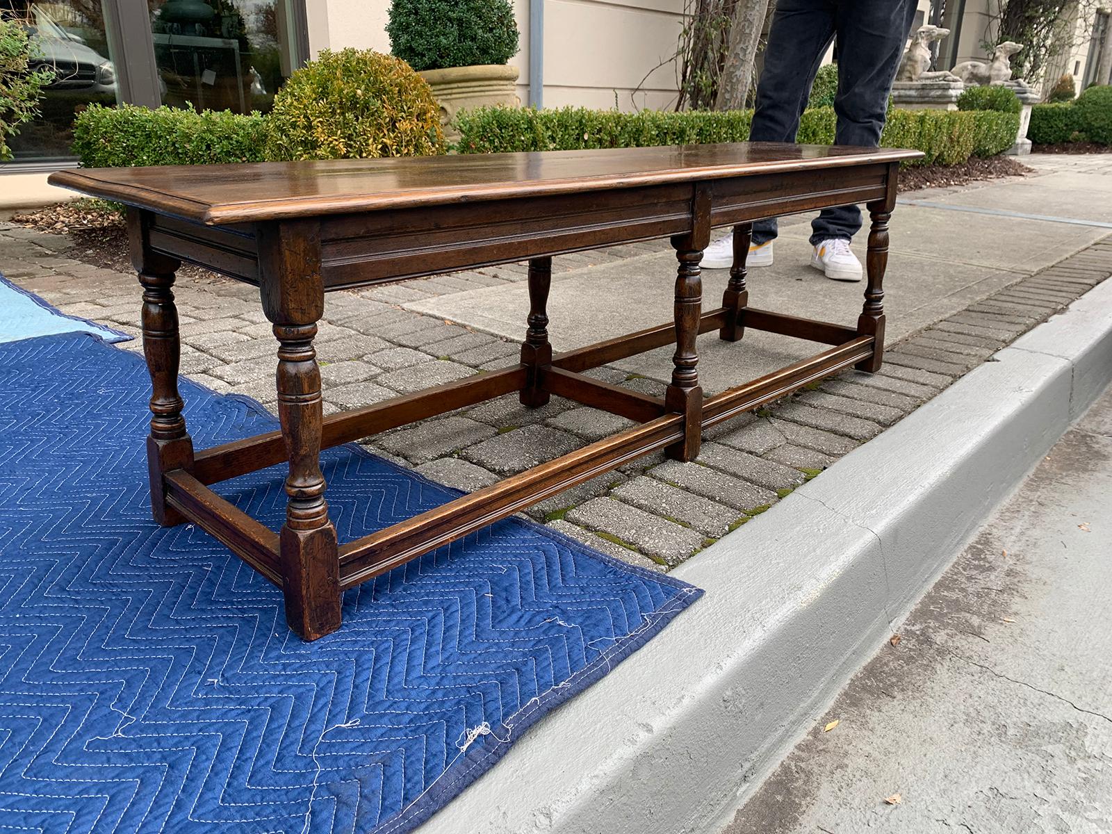 Long English Wood Coffee Table or Joint Stool Bench, circa 1900s-1930s In Good Condition In Atlanta, GA