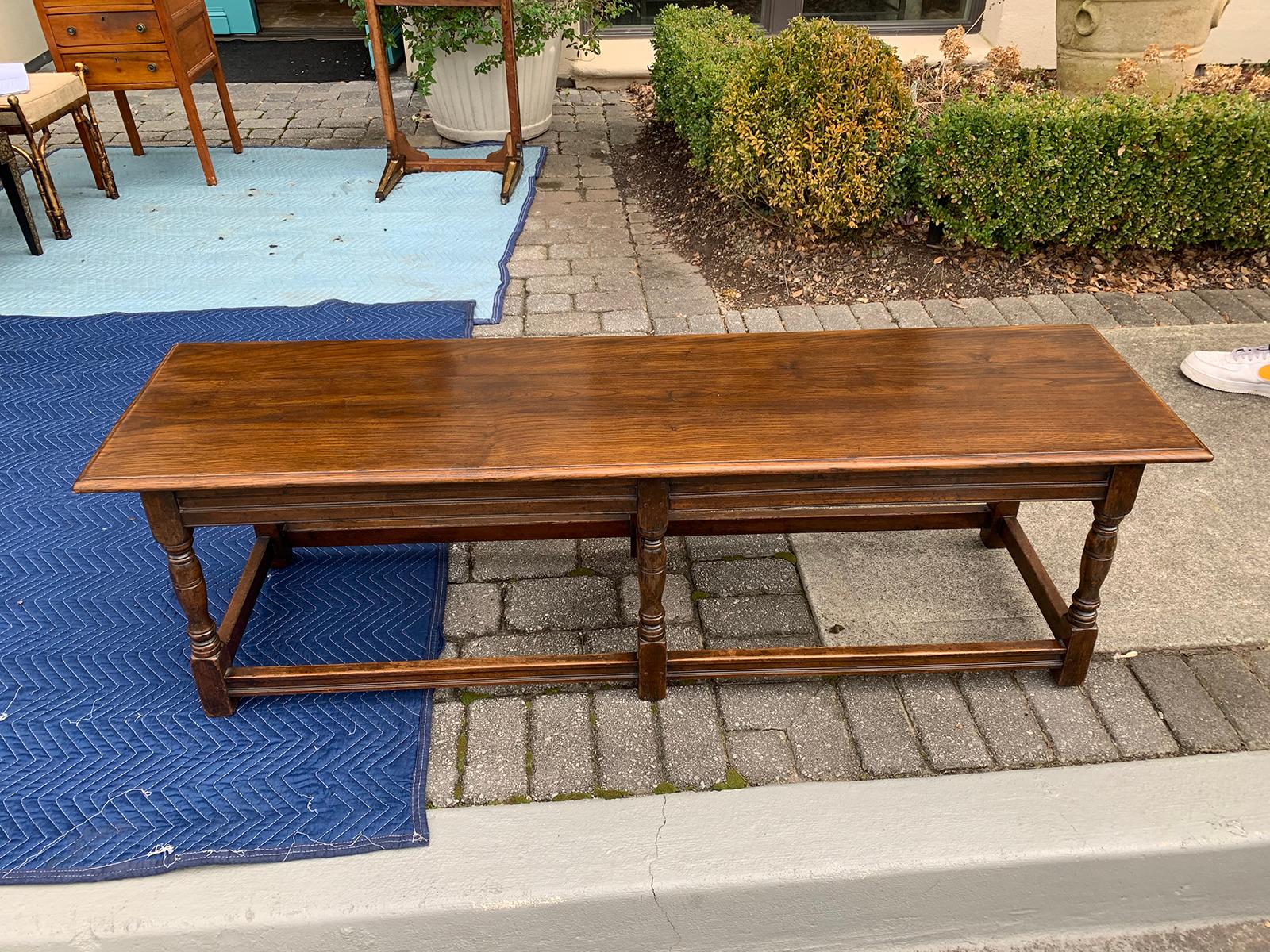 Long English Wood Coffee Table or Joint Stool Bench, circa 1900s-1930s 2