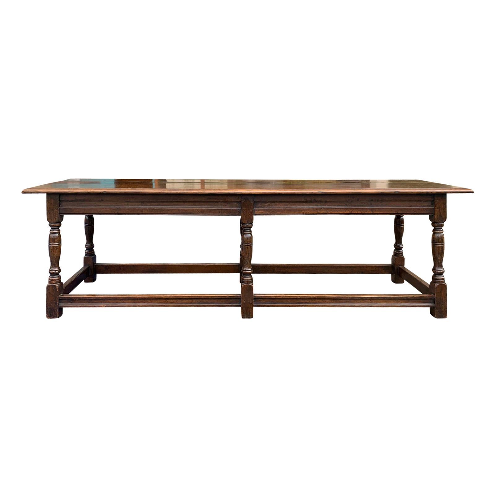 Long English Wood Coffee Table or Joint Stool Bench, circa 1900s-1930s