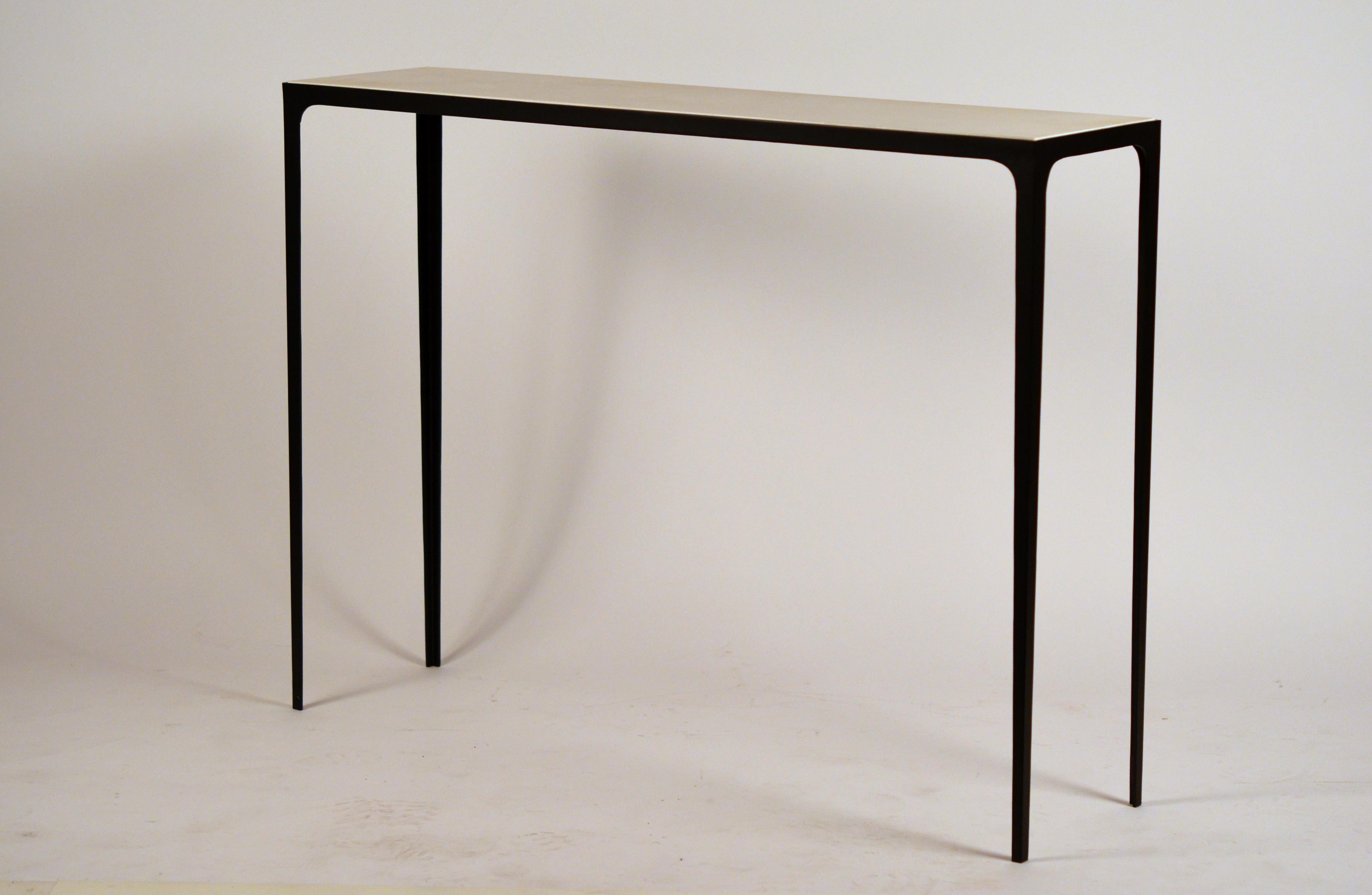 Long 'Esquisse' Wrought Iron and Cream Parchment Console by Design Frères 3