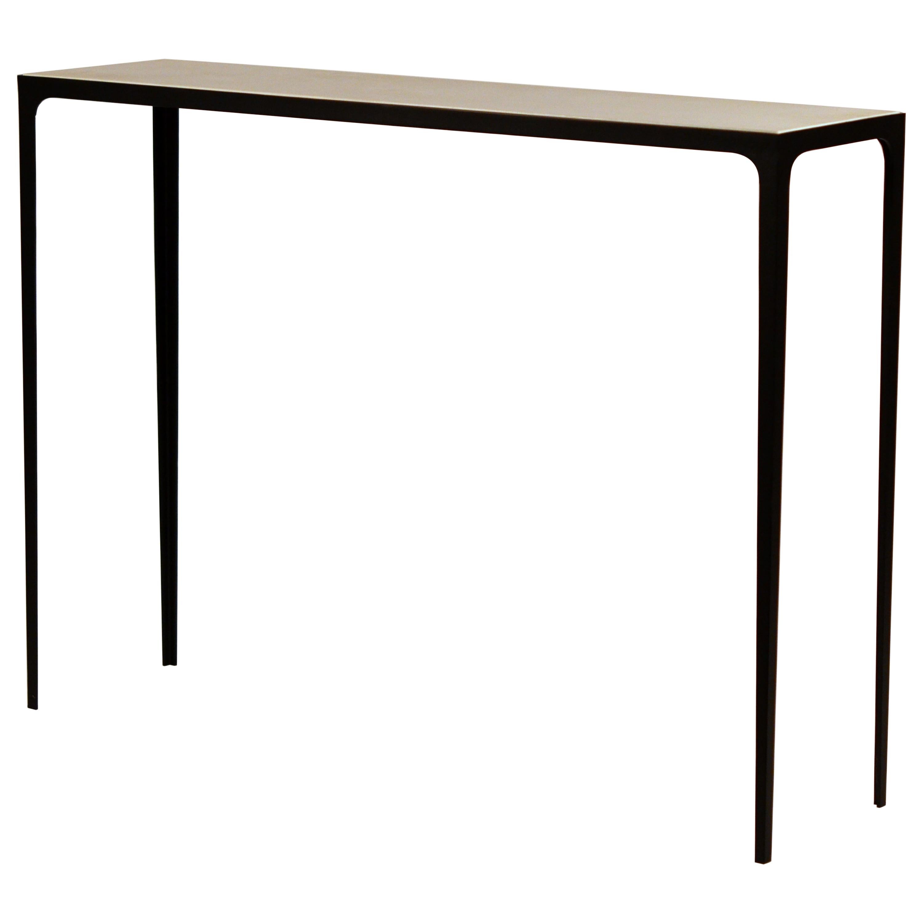Long 'Esquisse' Wrought Iron and Cream Parchment Console by Design Frères
