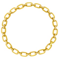 Long Estate 18k Yellow Gold Mid-Century Modern Choker Necklace