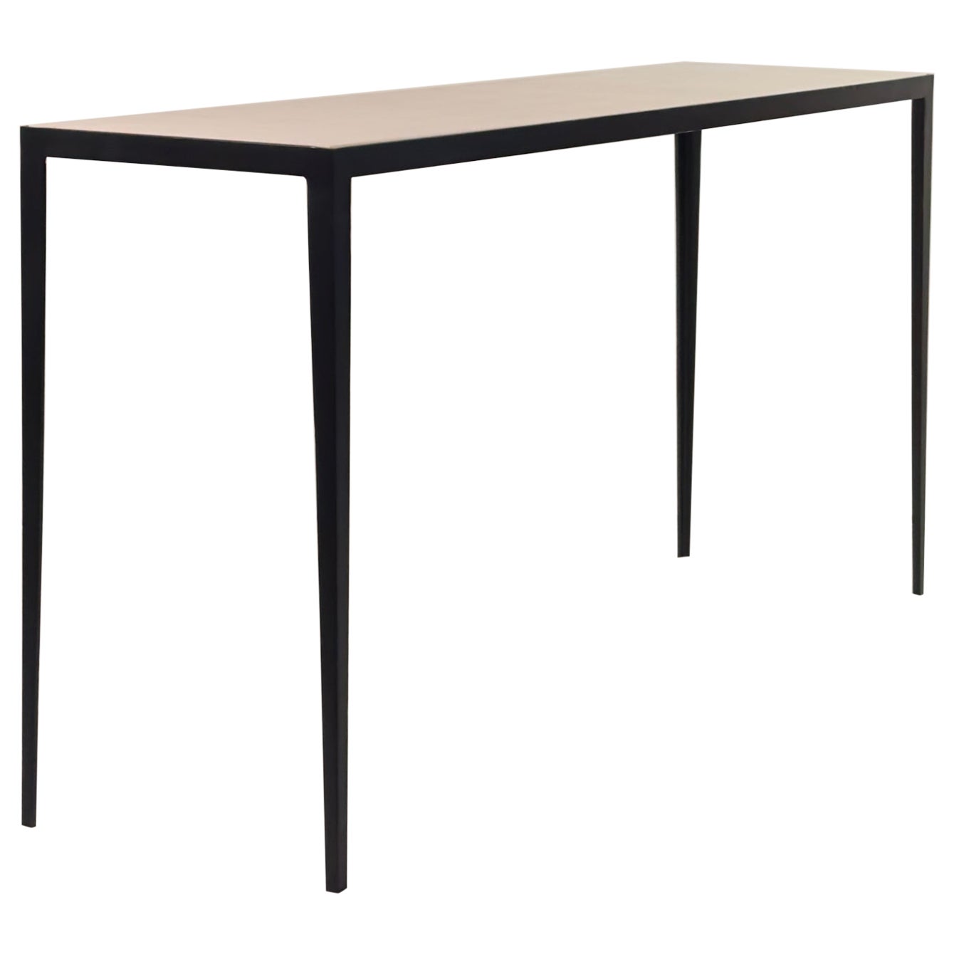 Long 'Étude' Iron and Cream Limestone Console or Sofa Table by Design Frères