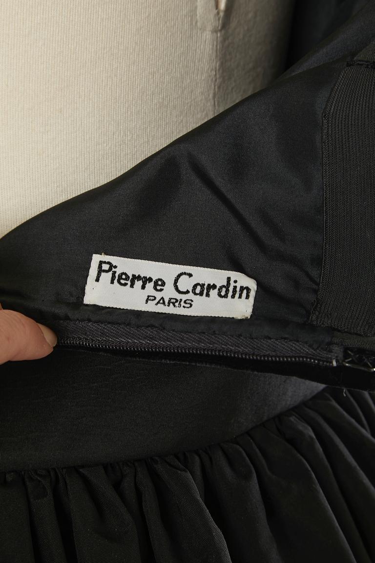 Long evening bustier dress in black velvet and faille Pierre Cardin Paris 1