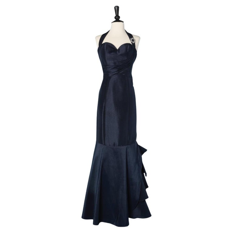 long-evening-drape-navy-blue-dress-and-rhinestone-brooch-pierre-cardin