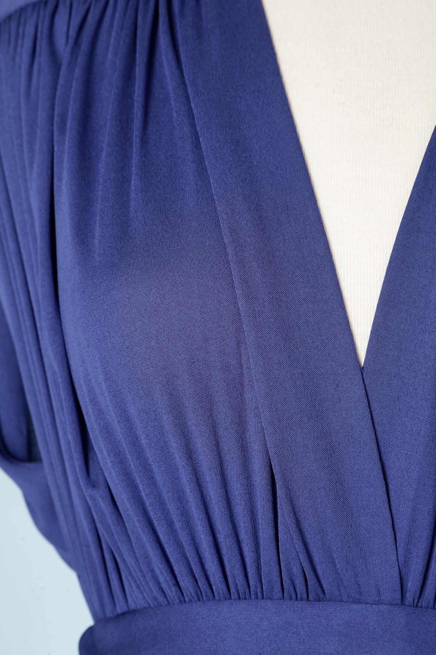 Blue Long evening dress in blue silk jersey Saint Laurent Rive Gauche 