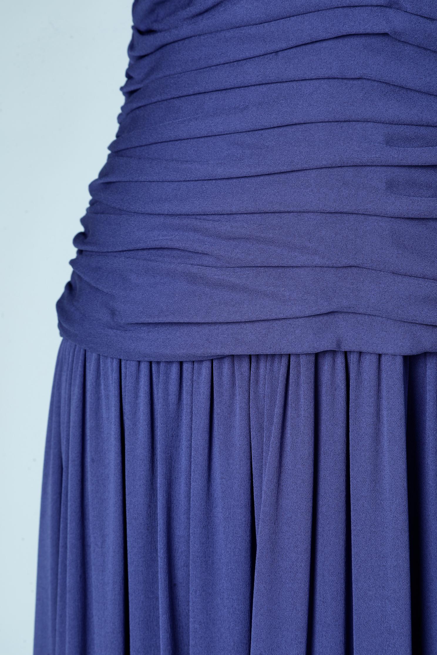 Long evening dress in blue silk jersey Saint Laurent Rive Gauche  In Excellent Condition In Saint-Ouen-Sur-Seine, FR