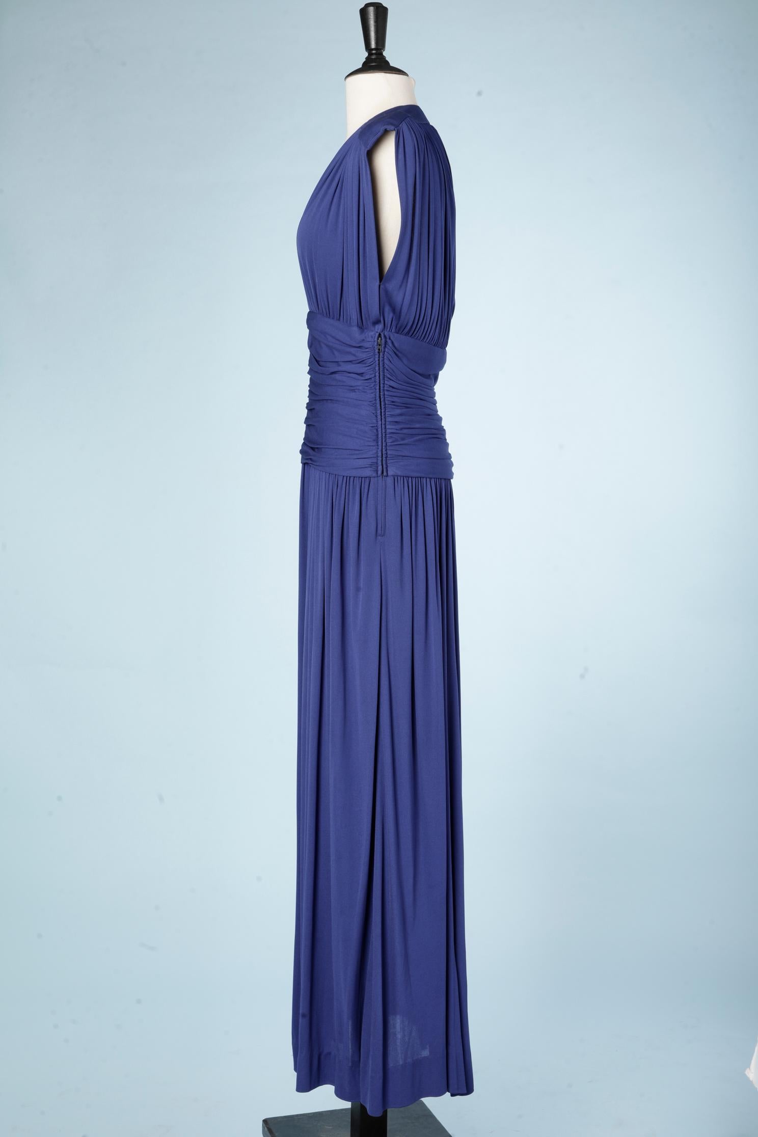 Women's or Men's Long evening dress in blue silk jersey Saint Laurent Rive Gauche 