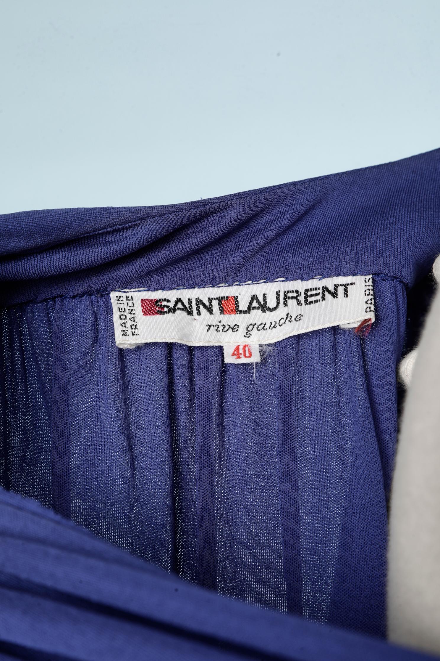 Long evening dress in blue silk jersey Saint Laurent Rive Gauche  2