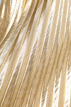 Long evening dress in gold lurex sunary pleats Anna Vietto Circa 1960