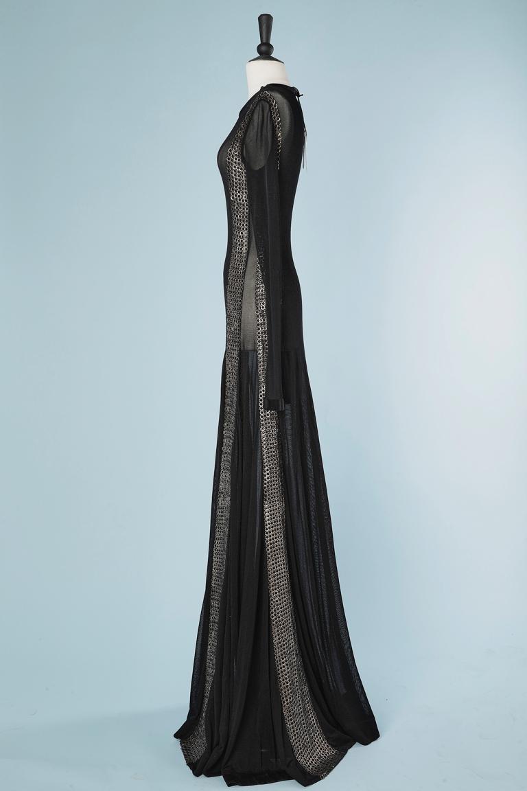 Women's Long evening dress in knit and metallics rings embellishment Roberto Cavalli For Sale
