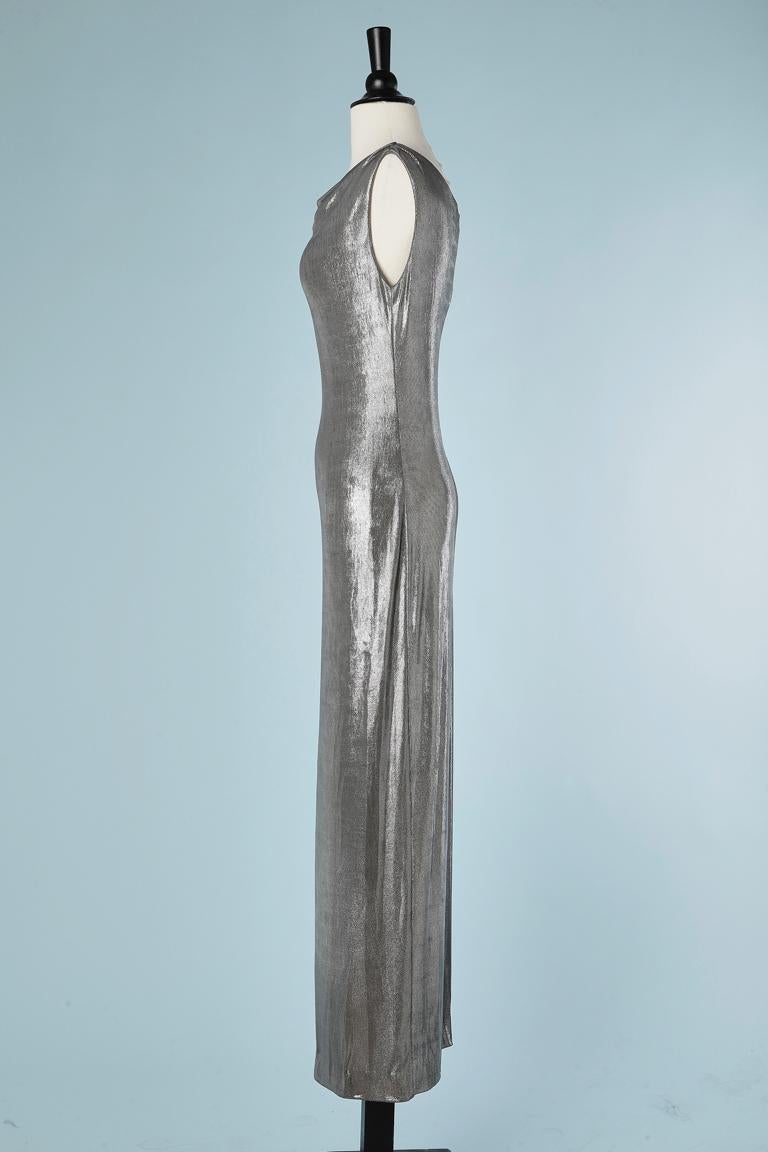 Women's Long evening dress in lurex silver jersey Gai Mattiolo Couture 