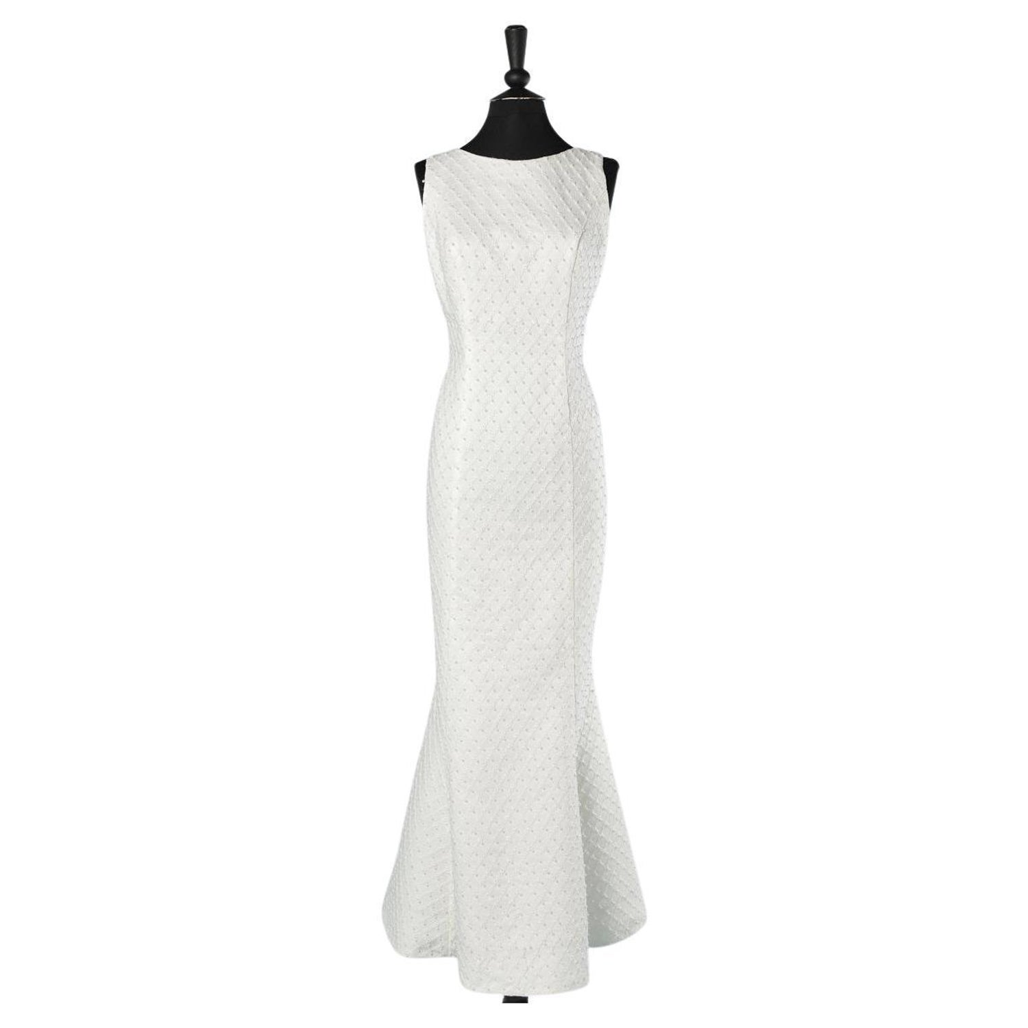 Long evening dress ( or wedding dress) with small pearls Ted Lapidus For  Sale at 1stDibs