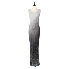 Long evening gown in chiffon dégradé and beaded work Fayazi One