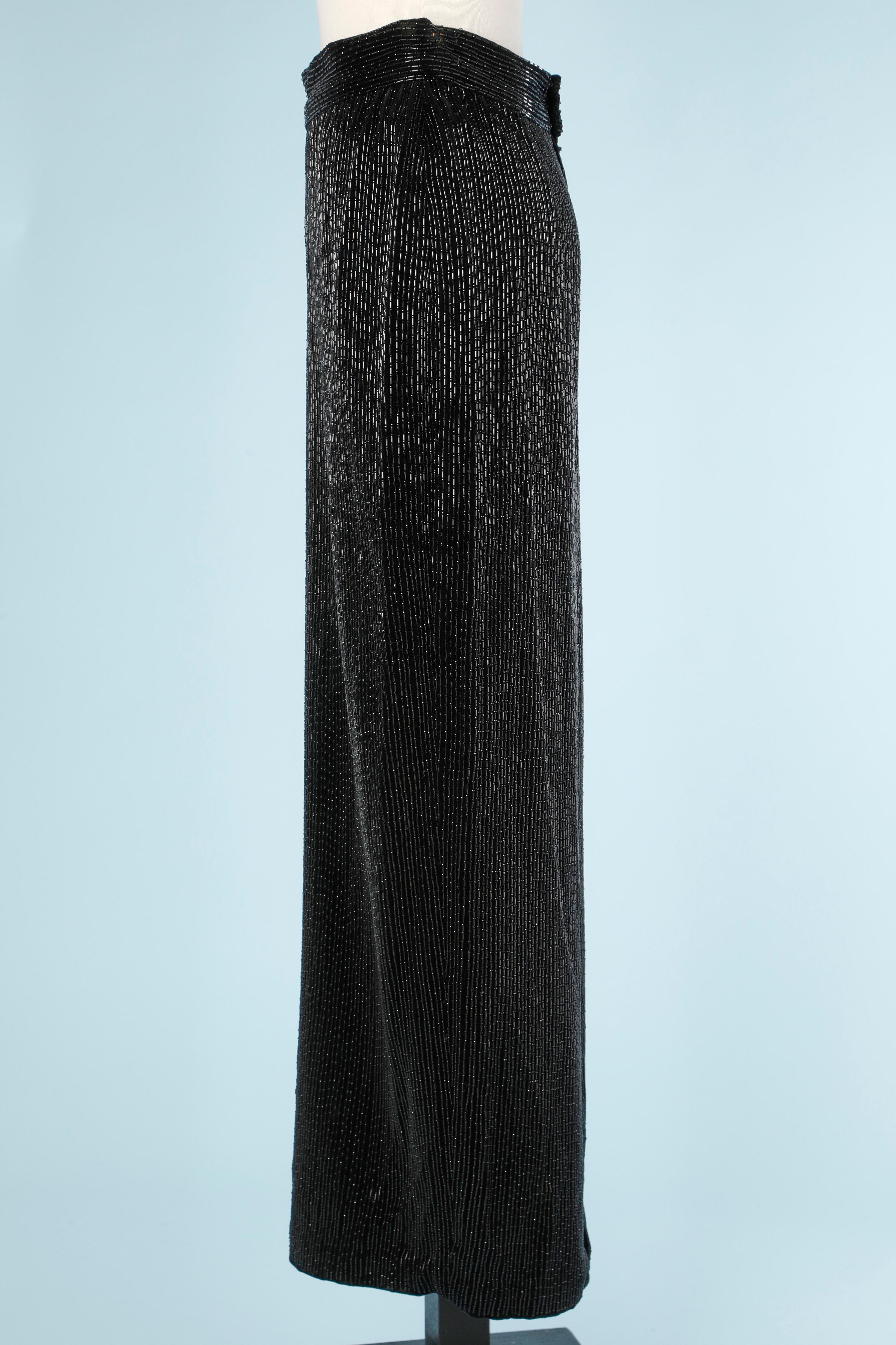 Black Long evening pencil black skirt fully embroidered Gianni Versace  For Sale