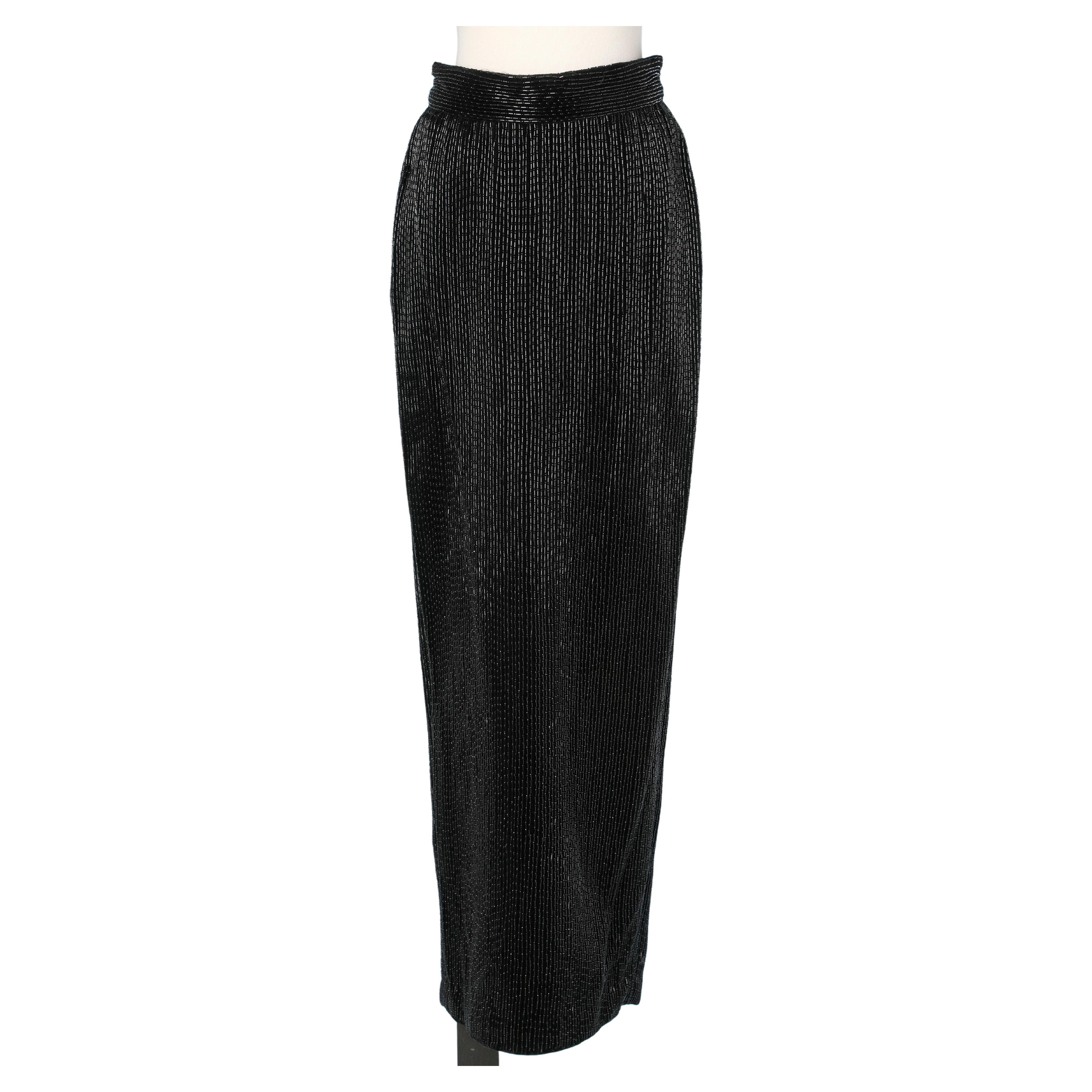 Long evening pencil black skirt fully embroidered Gianni Versace  For Sale
