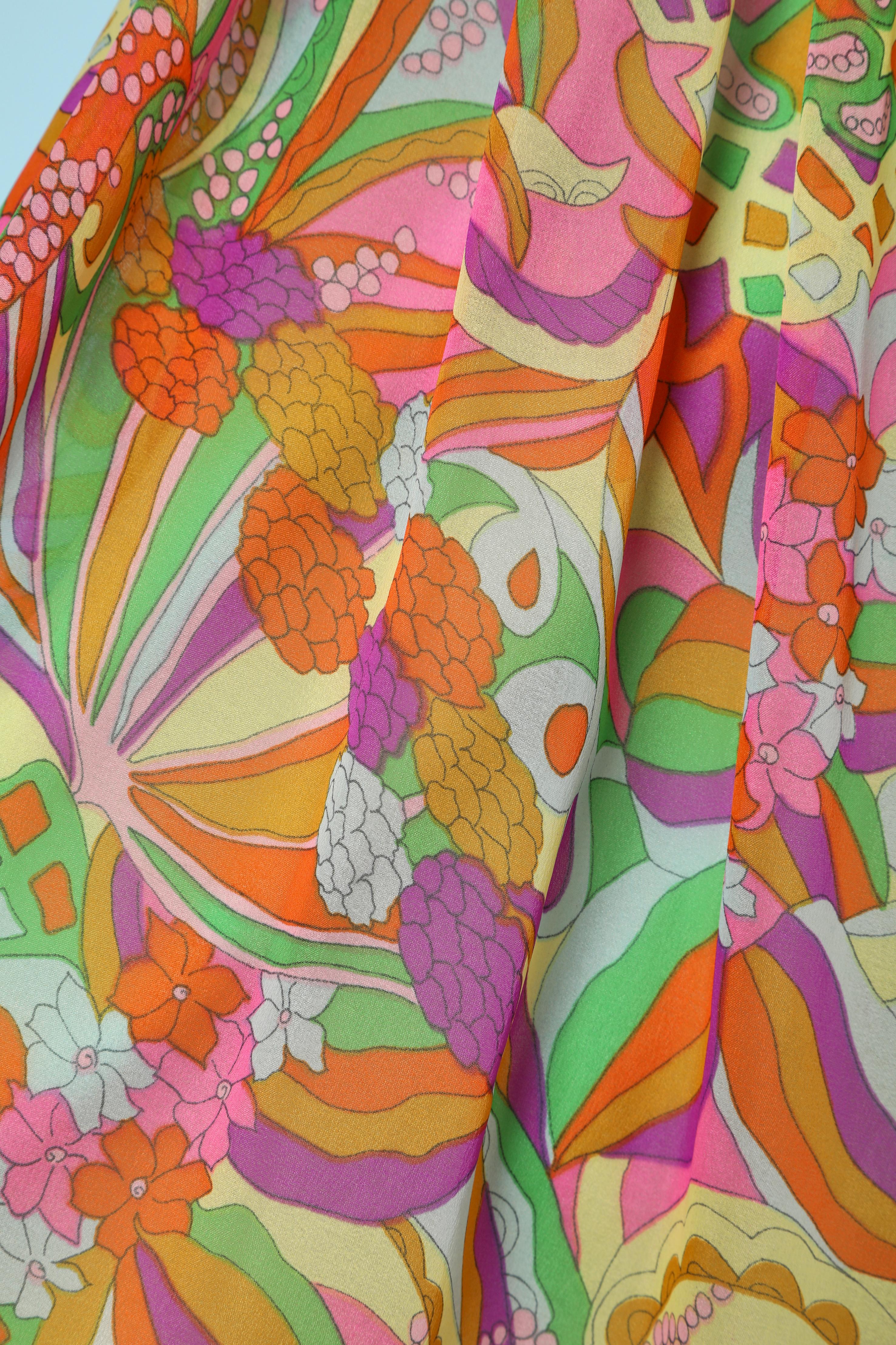 Long evening psychedelic printed dress Bullock's Wilshire In Excellent Condition In Saint-Ouen-Sur-Seine, FR