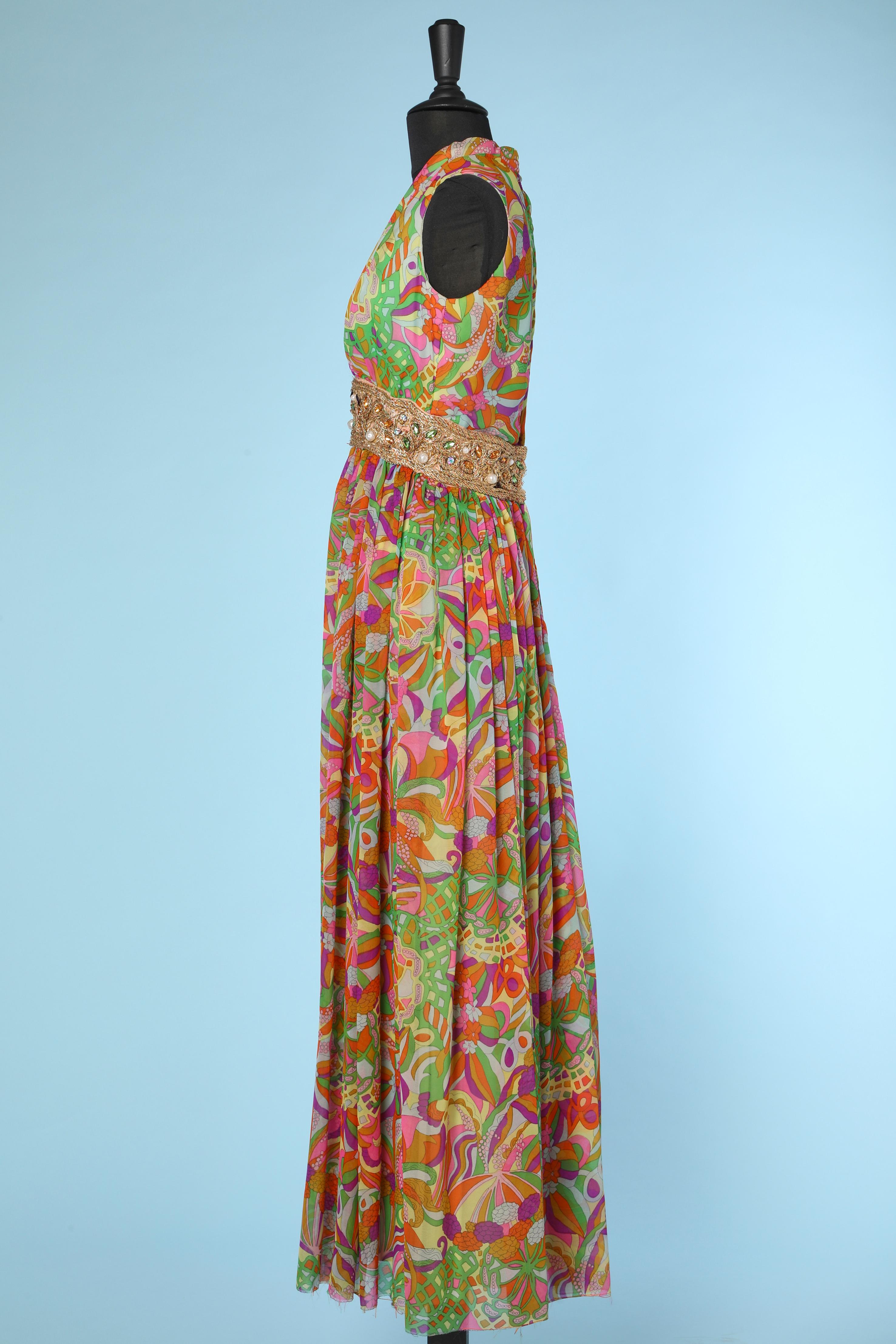 Women's Long evening psychedelic printed dress Bullock's Wilshire