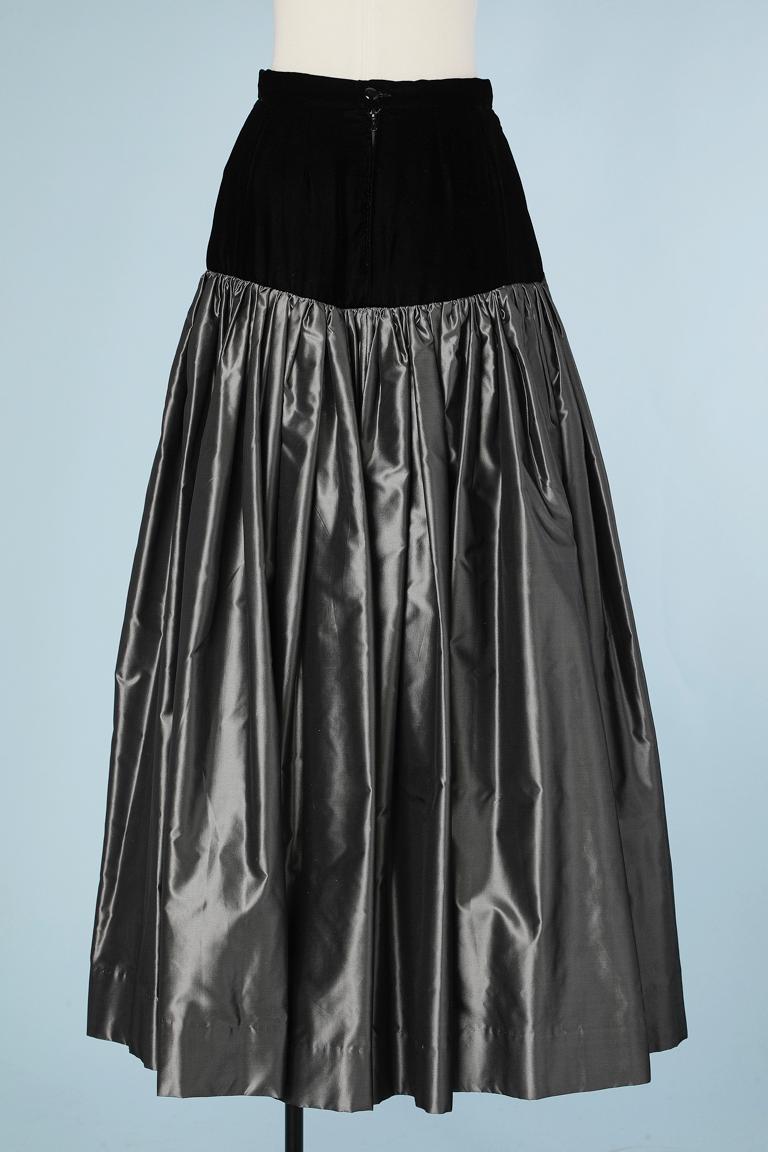 Women's Long evening skirt in black velvet and grey taffetas Christian Dior Boutique For Sale