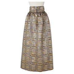 Long evening skirt in gold lamé with wool thread embroideries André Laug 