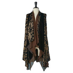 Long evening vest made of different velvet and chiffon ANEA A