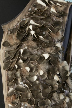 Long evening vest made of petals of tulle, feathers and pvc Maurizio Pecoraro