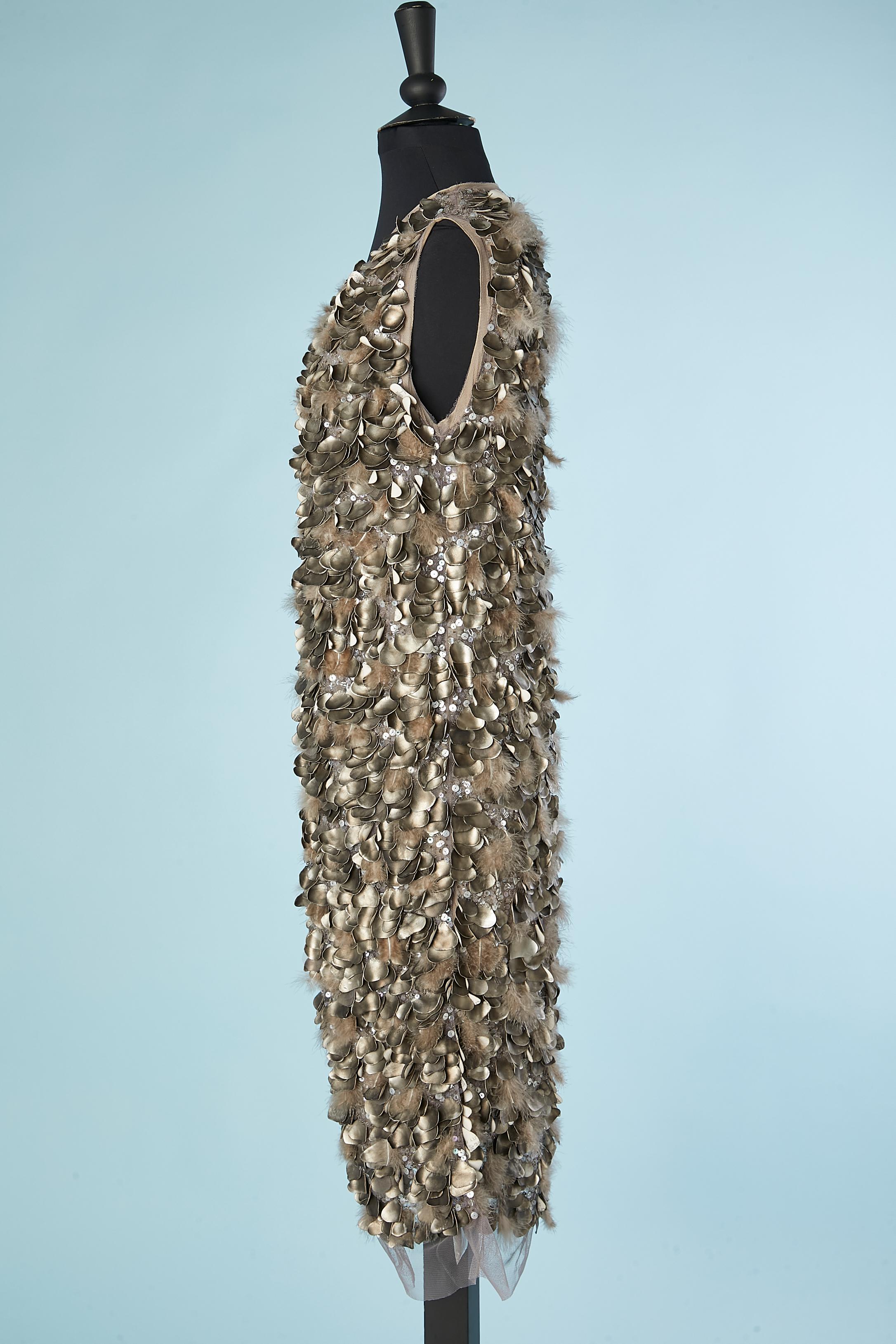 Women's Long evening vest made of petals of tulle, feathers and pvc Maurizio Pecoraro 